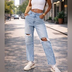 BDG Urban Outfitters Distressed Jeans Light Wash Paint Splatter Size 28
